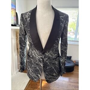 FRÈRE Gray marble brocade blazer Sz 40